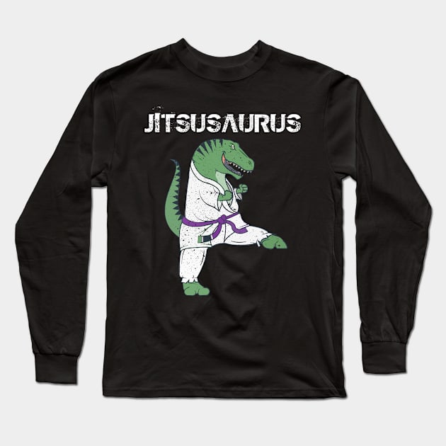 Funny Jujitsu T-Rex Jiu Jitsu Black Belt gifts Long Sleeve T-Shirt by Happy Shirt